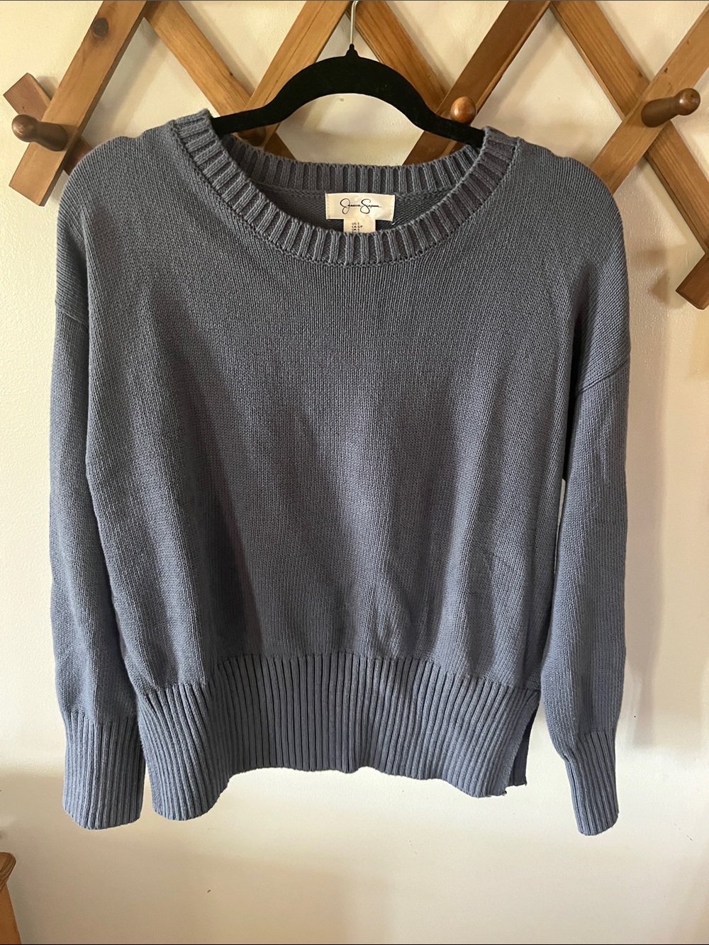 Jessica Simpson Heather Slate Blue Knit Crewneck Sweater